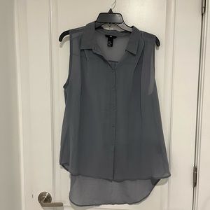 See through gray blouse